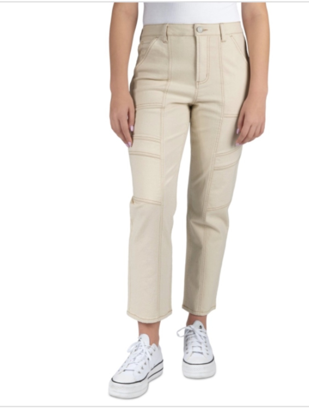 Indigo Rein Juniors' High-Rise Seamed Straight-Leg Jeans - Natural SIZE 13 NWT